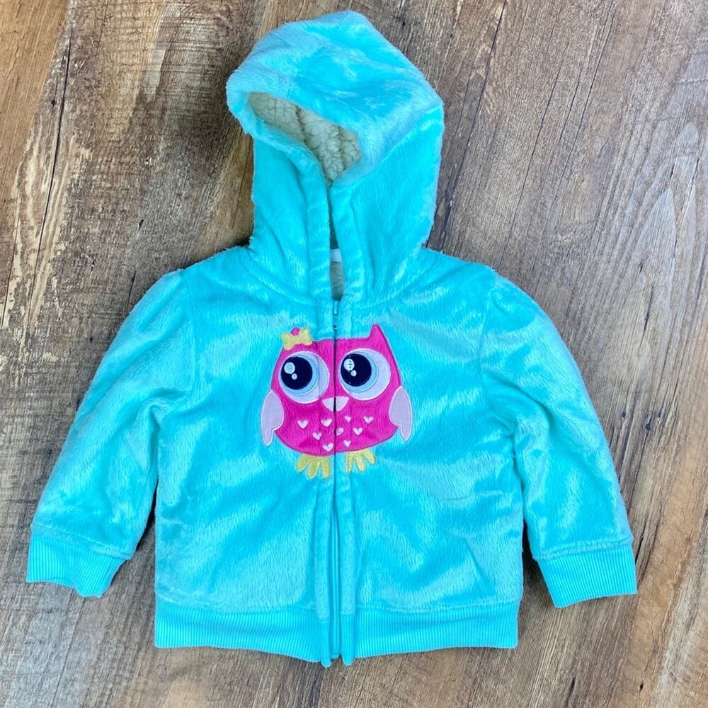 Healthtex Owl Fleece Jacket Mint Green 18 Mos